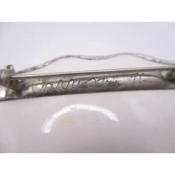 vintage Linda Carrigan '96 "Broken China" blue white dangle brooch pin OOAK 0303 - Picture 6 of 7